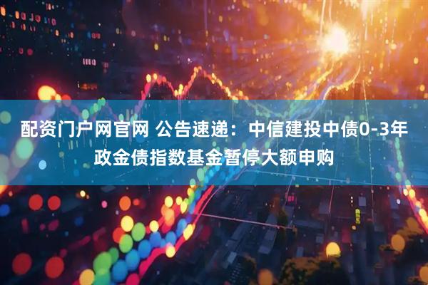 配资门户网官网 公告速递：中信建投中债0-3年政金债指数基金暂停大额申购